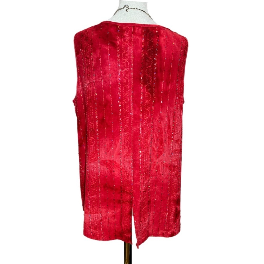 Westport 1962 Woman 1X Red Sleeveless Blouse Sequin Embroidered Tie Dye Plus - Picture 4 of 10